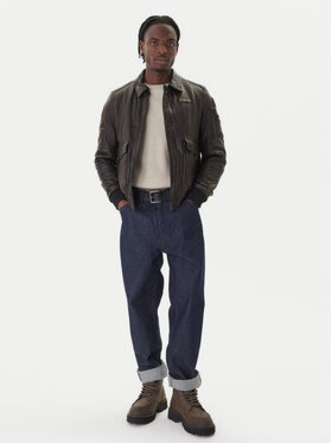 Aeronautica Militare Kurtka skórzana 252PN0963U100839 Czarny Regular Fit