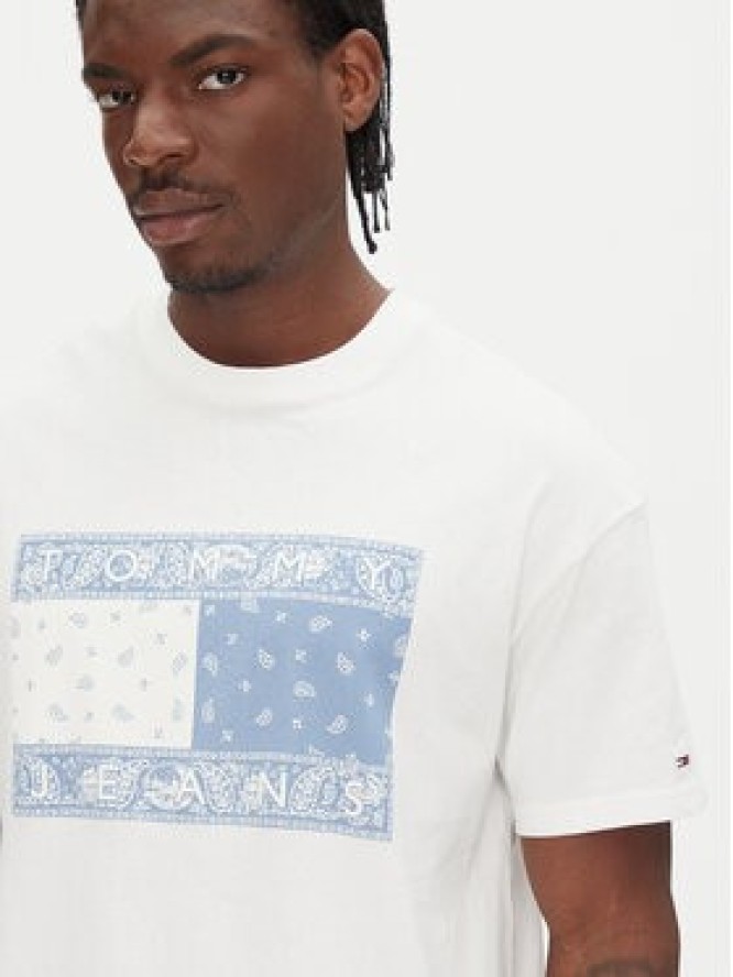 Tommy Jeans T-Shirt Paisley Flag DM0DM20810 Écru Relaxed Fit