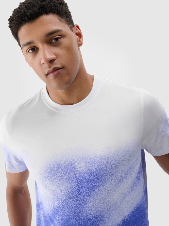 4F T-shirt regular z nadrukiem męski - niebieski XL