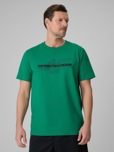 4F T-shirt regular z nadrukiem męski - zielony 3XL