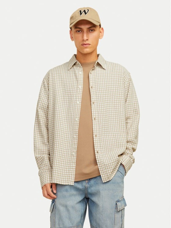 Jack & Jones Koszula Joshua 12260673 Beżowy Relaxed Fit