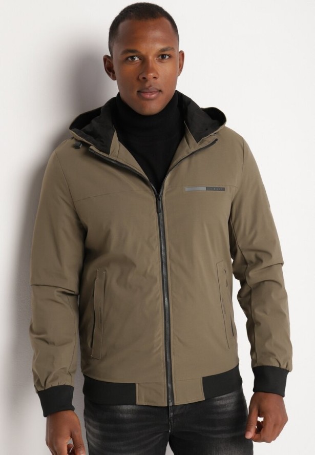 Zielona Kurtka Wiatrówka z Kapturem i Ściągaczami Lorendriah