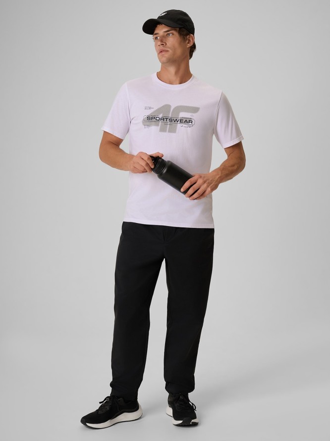 4F T-shirt regular z nadrukiem męski - biały M