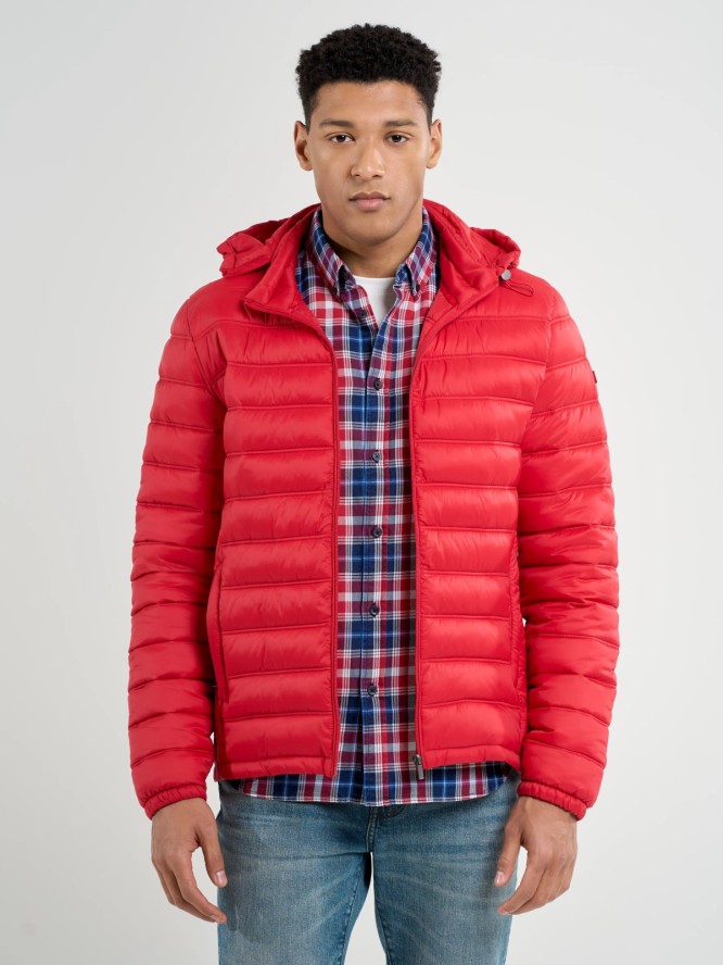 Kurtka męska pikowana z kapturem czerwona Acarf 603
