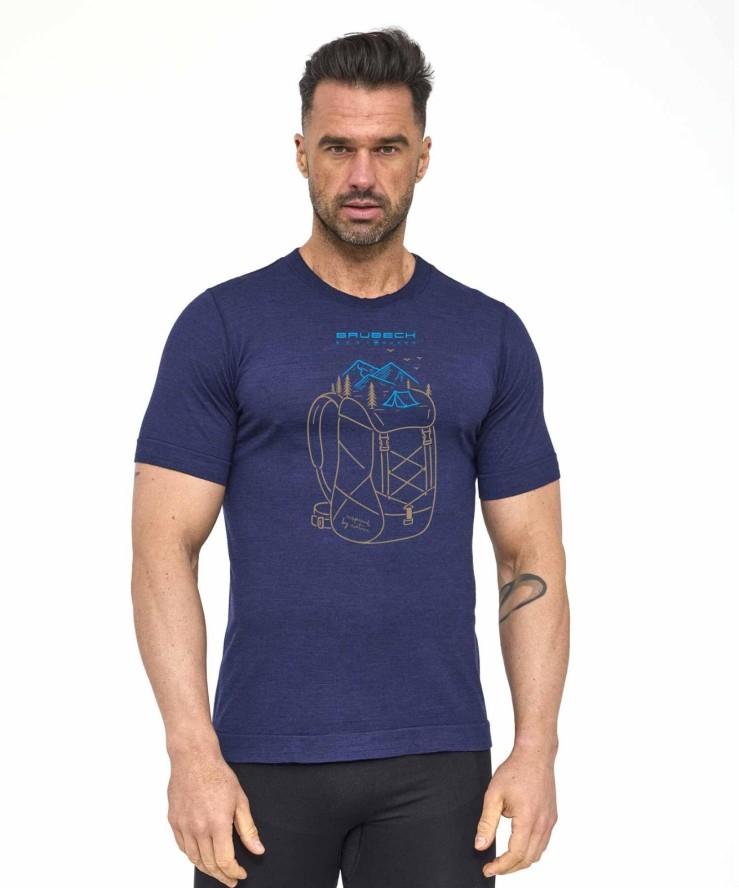 Koszulka męska z krótkim rękawem wełniana Brubeck OUTDOOR WOOL PRO