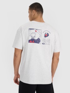 4F T-shirt oversize z nadrukiem męski - szary L