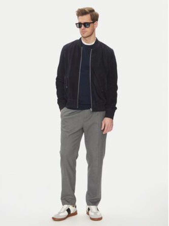 Serge Pariente Kurtka skórzana M888 Granatowy Regular Fit