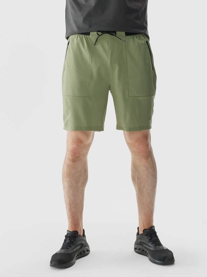 4F Spodenki treningowe regular szybkoschnące męskie - oliwkowe M