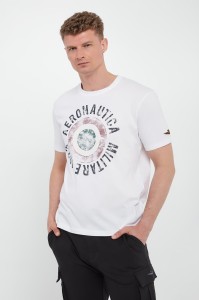 T-shirt męski z nadrukiem AERONAUTICA MILITARE