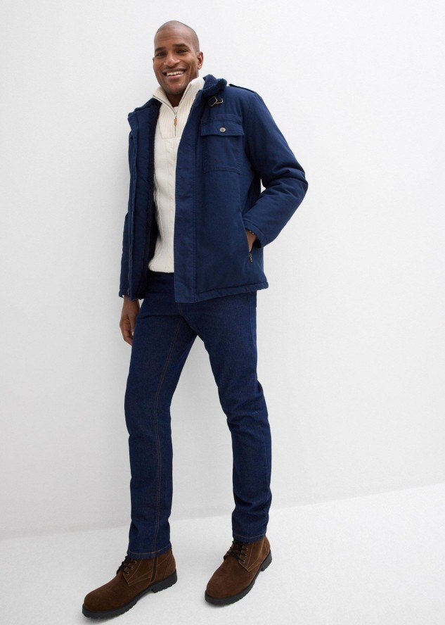 Dżinsy z elastycznymi wstawkami w talii, classic fit, prosta nogawka