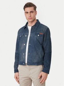 Calvin Klein Jeans Kurtka skórzana 90s LV04RF404G Granatowy Regular Fit