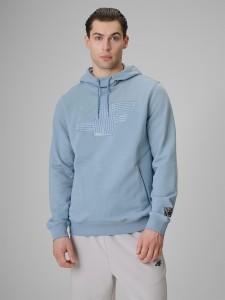 4F Bluza dresowa regular z kapturem męska - niebieska 3XL