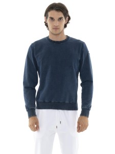 Leone Denim Bluzy męskie z okrągłym dekoltem i wciąganym kołnierzem