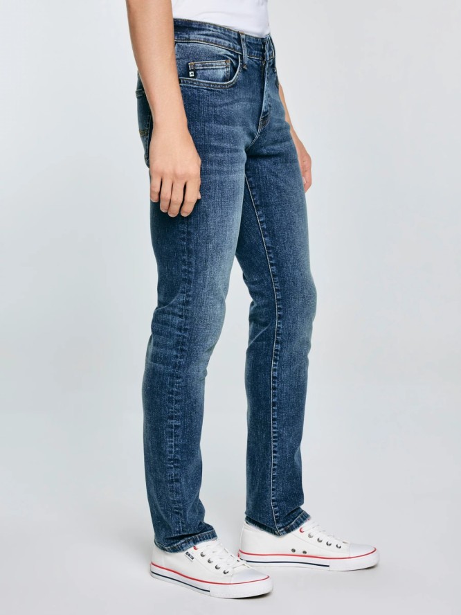Jeansy męskie dopasowane granatowe Terry 502