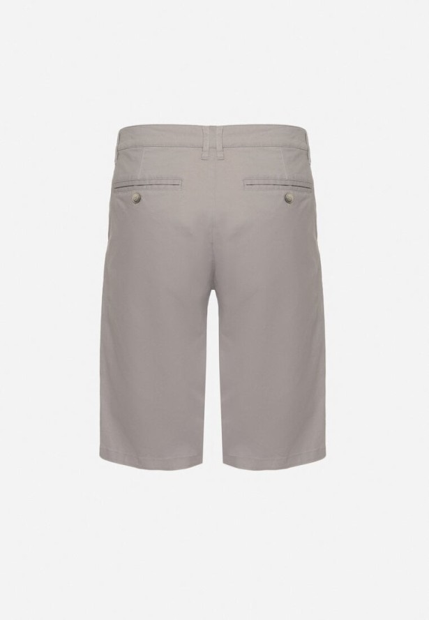 Szare Szorty Bawełniane Bermudy Zapinane na Ukryty Suwak i Guzik Vikiidana