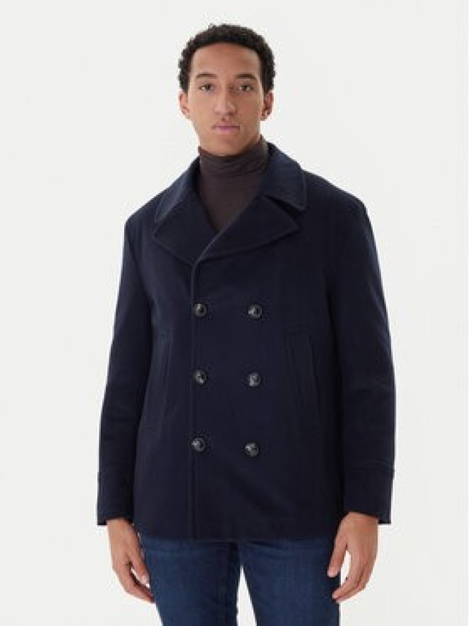 Bugatti Płaszcz wełniany 874228-81063 Granatowy Regular Fit