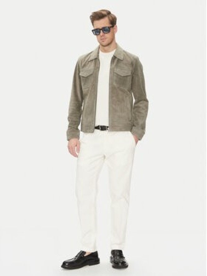 Serge Pariente Kurtka skórzana Cred Szary Regular Fit