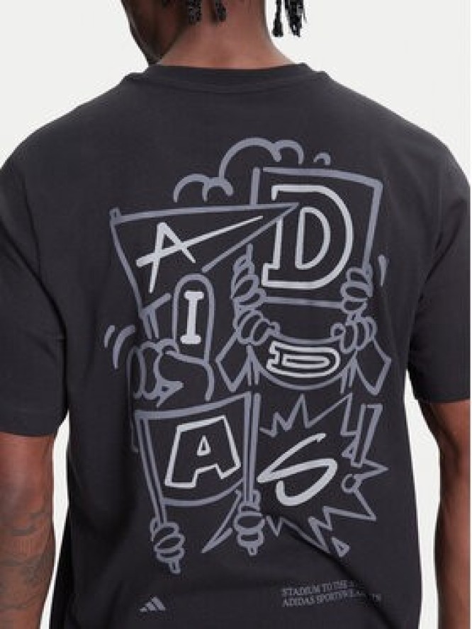 adidas T-Shirt Stadium Crowd lJX7474 Czarny Loose Fit