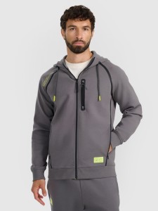 4F Bluza dresowa rozpinana z kapturem męska - szara XXL