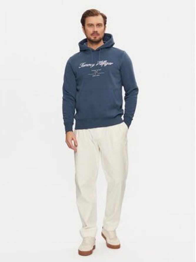 Tommy Hilfiger Bluza Script Logo MW0MW33631 Niebieski Regular Fit