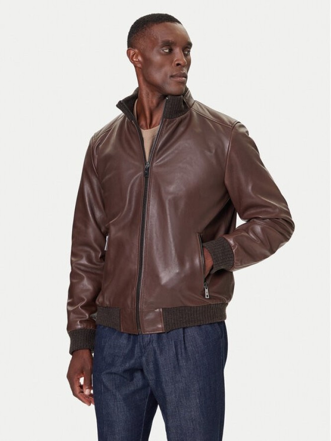 Milestone Kurtka skórzana MSNaldo 53101821280 Brązowy Regular Fit