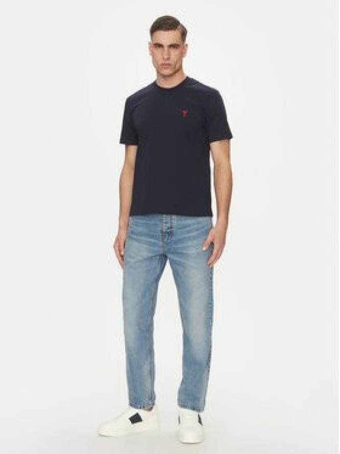 AMI Paris T-Shirt BFUTS035.724 Granatowy Regular Fit