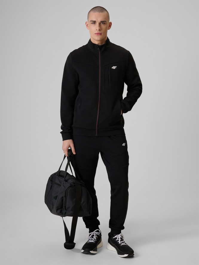 4F Bluza dresowa regular bez kaptura męska - czarna XL