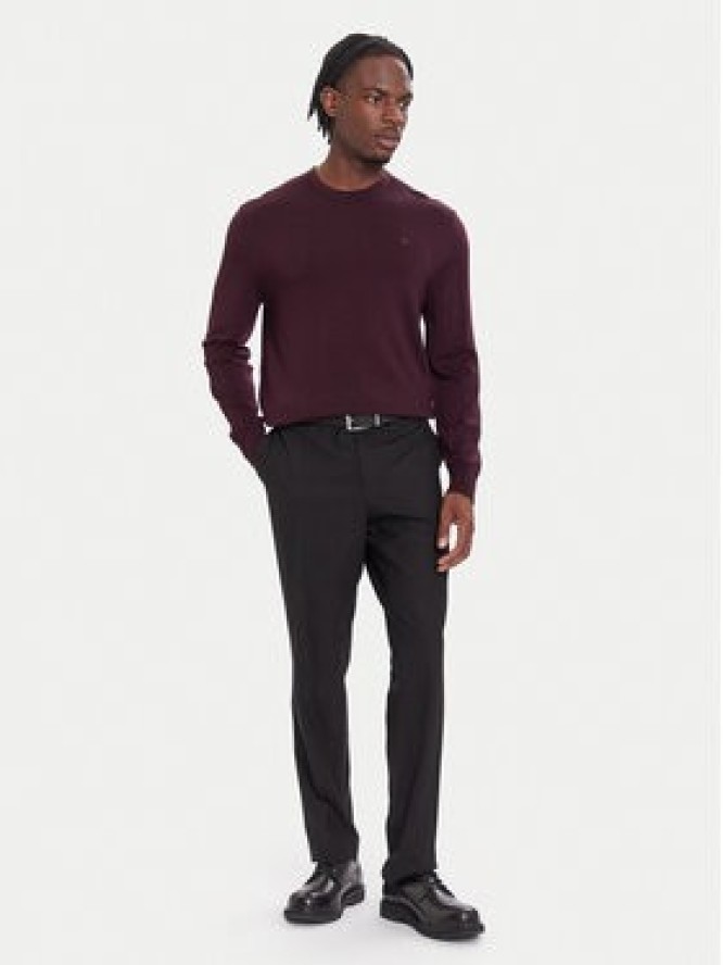 Calvin Klein Sweter LV04LB305G Bordowy Regular Fit