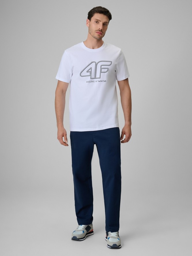 4F T-shirt regular z nadrukiem męski - biały XXL