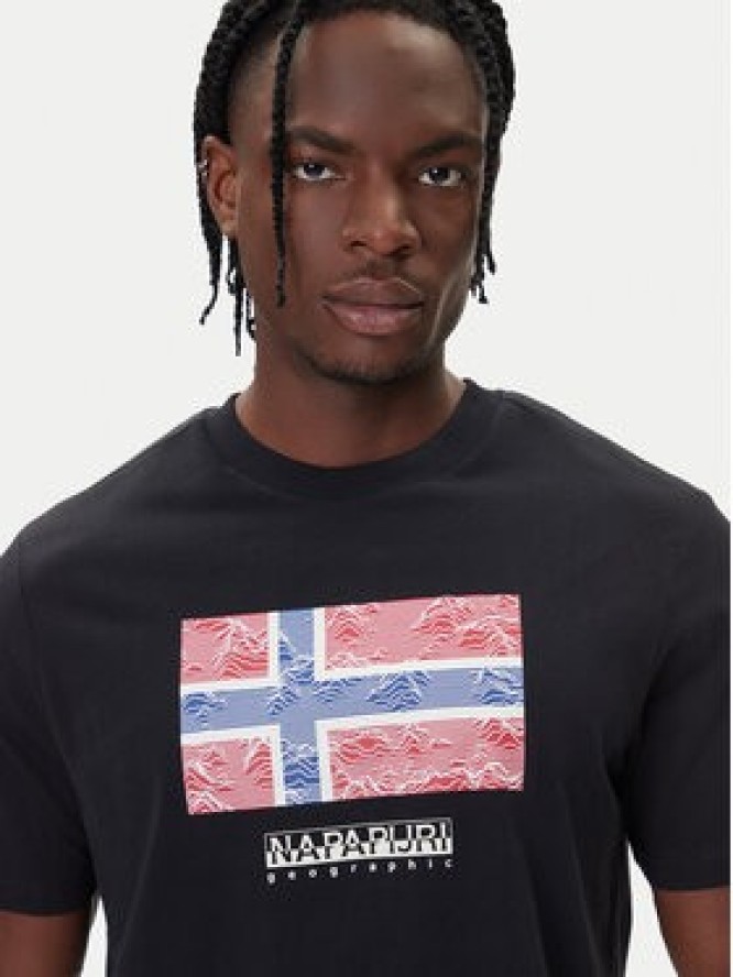 Napapijri T-Shirt S-Drapeau Ss NP0A891K Czarny Regular Fit