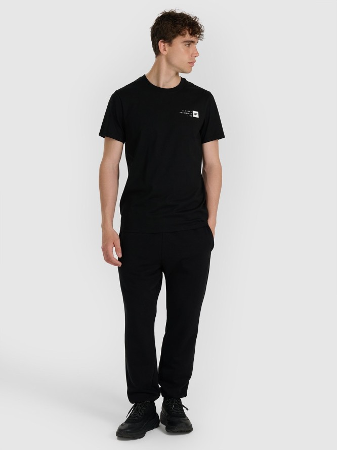 4F T-shirt regular z nadrukiem męski - czarny XL