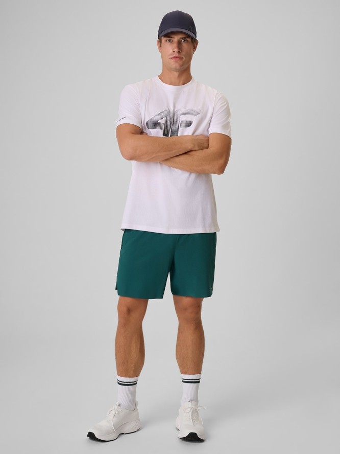 4F T-shirt regular z nadrukiem męski - biały XL