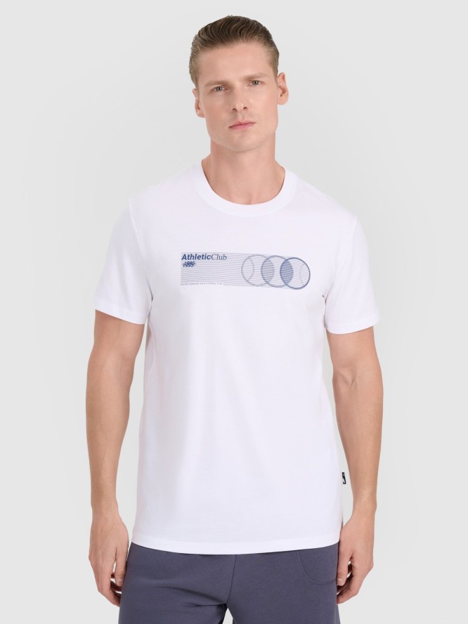 4F T-shirt regular z nadrukiem męski - biały XXL