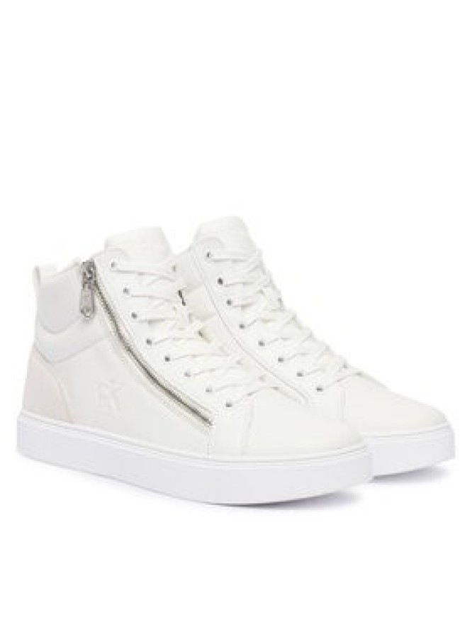 Calvin Klein Sneakersy Classic Cup Mid Laceup Zip Lth YM0YM01428 Biały