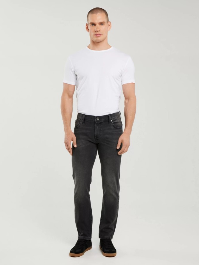 Jeansy męskie dopasowane z przetarciami czarne Martin 953