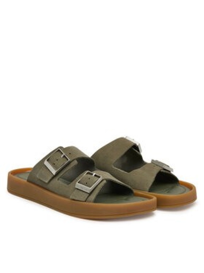 Calvin Klein Klapki Ergon Double Bar Sandal Su HM0HM02094 Zielony