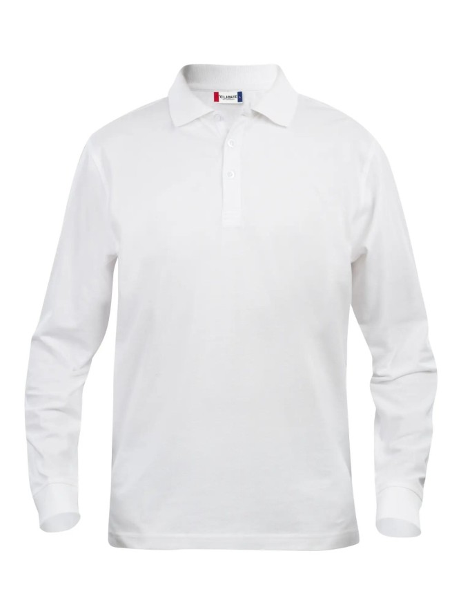 clique Classic Lincoln L/S Koszulka polo z długim rękawem biała – white