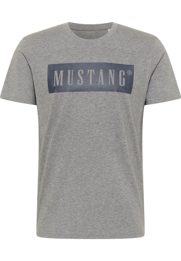 MUSTANG STYLE ALEX C LOGO TEE MĘSKI T-SHIRT KOSZULKA NADRUK MID GREY MELANGE 1013223 4140