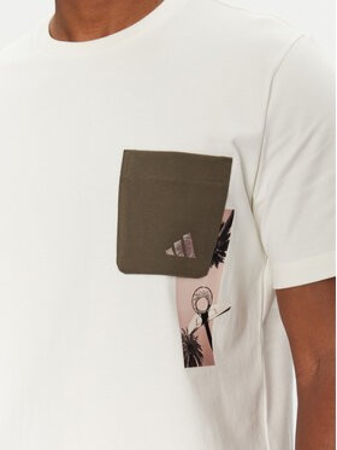 adidas T-Shirt Lens Elevated Pocket Graphic JJ3928 Biały Loose Fit