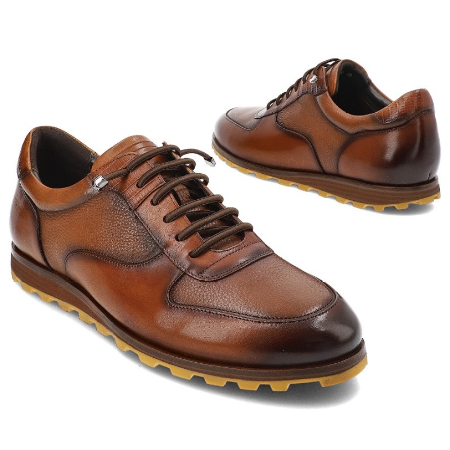 Brązowe Półbuty Brooman Eleganckie Obuwie Męskie