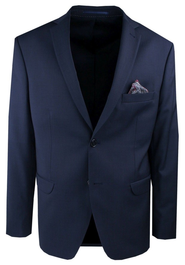 Elegancki Garnitur Wełniany, Wyszczuplony (Slim) - MEN'SFIELD - Granatowy