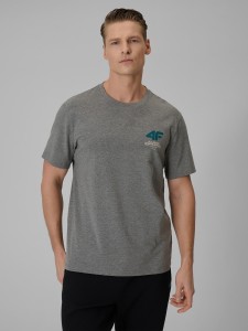 4F T-shirt regular gładki męski - szary S