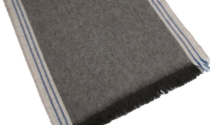 Szalik Wełniany, Beżowo-Brązowy w Paski, Ciepły, Jesienno-Zimowy, Męski -V. FRAAS