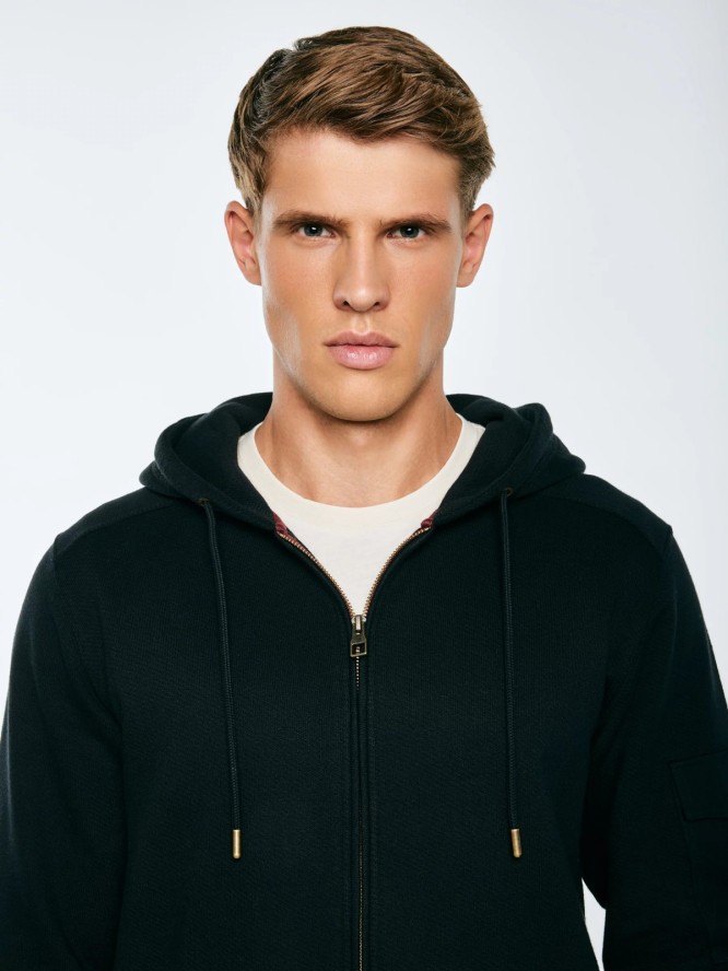 Bluza męska rozpinana z kapturem czarna Jagmur 906