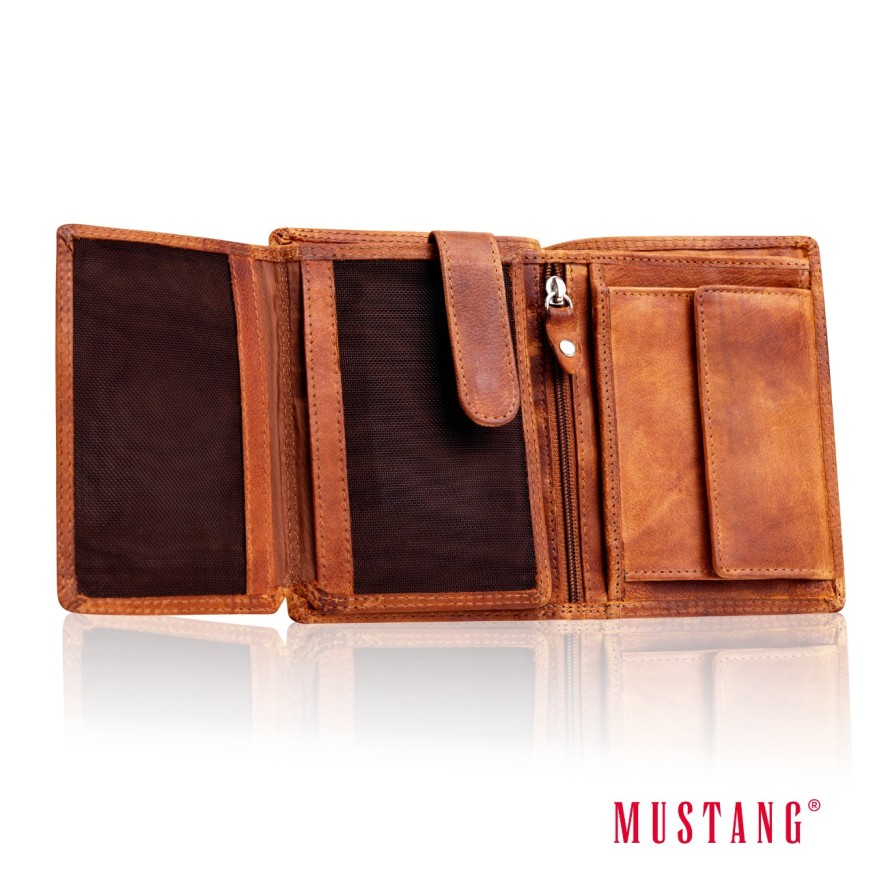MUSTANG Denimo High Wallet Side Opening UNIWERSALNY SKÓRZANY PORTFEL POJEMNY NA KARTY RFID