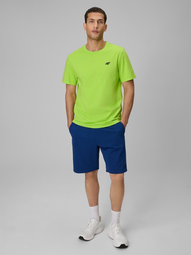 4F T-shirt regular gładki męski - zielony XL
