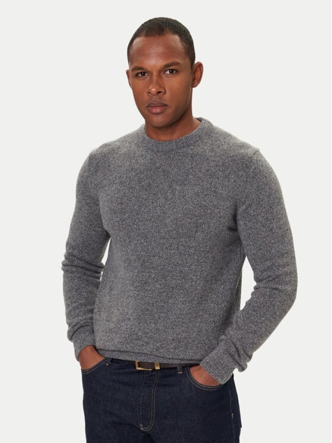 Barbour Sweter Essential Tisbury MKN0844GY12 Szary Regular Fit