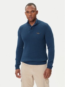 Aeronautica Militare Sweter 252MA1572UL00409 Niebieski Slim Fit