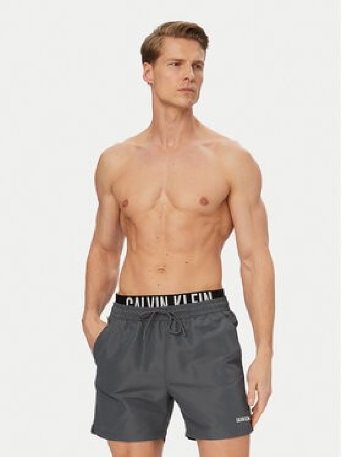 Calvin Klein Swimwear Szorty kąpielowe LV00N61015 Szary ciemny Regular Fit
