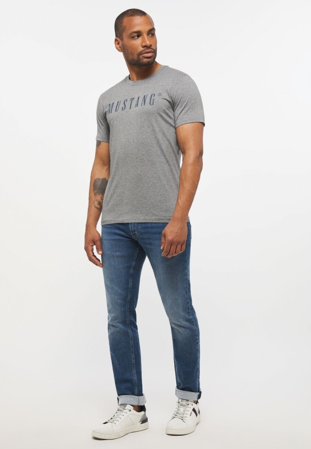 MUSTANG Style Alex C LOGO Tee MĘSKI T-SHIRT KOSZULKA Mid Grey Melange 1013221 4140